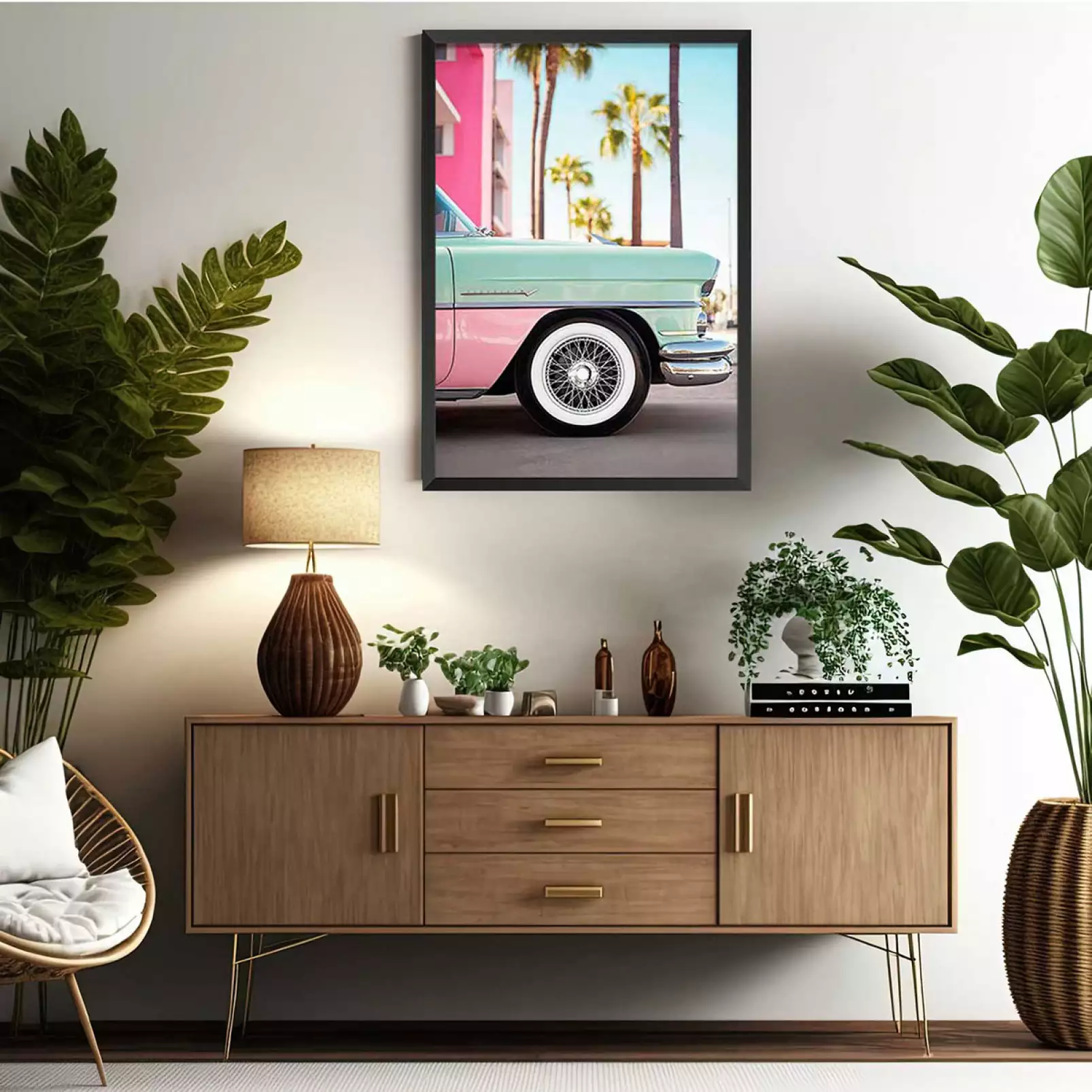 affiche-voiture-vintage-voiture-retro-en-californie