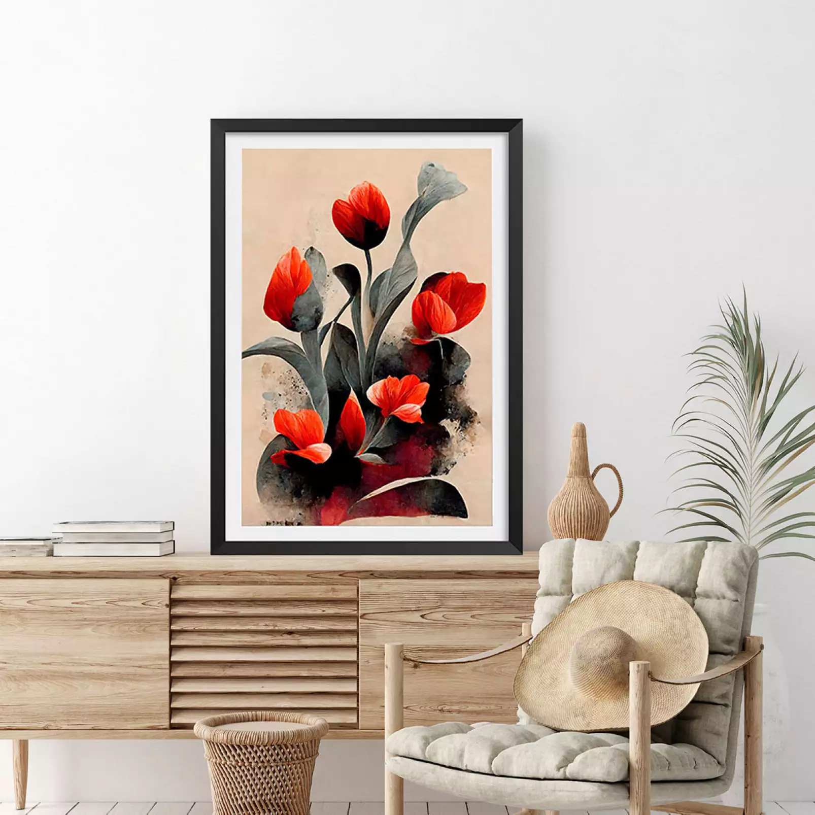 peintures-fleurs-tulipe-rouge