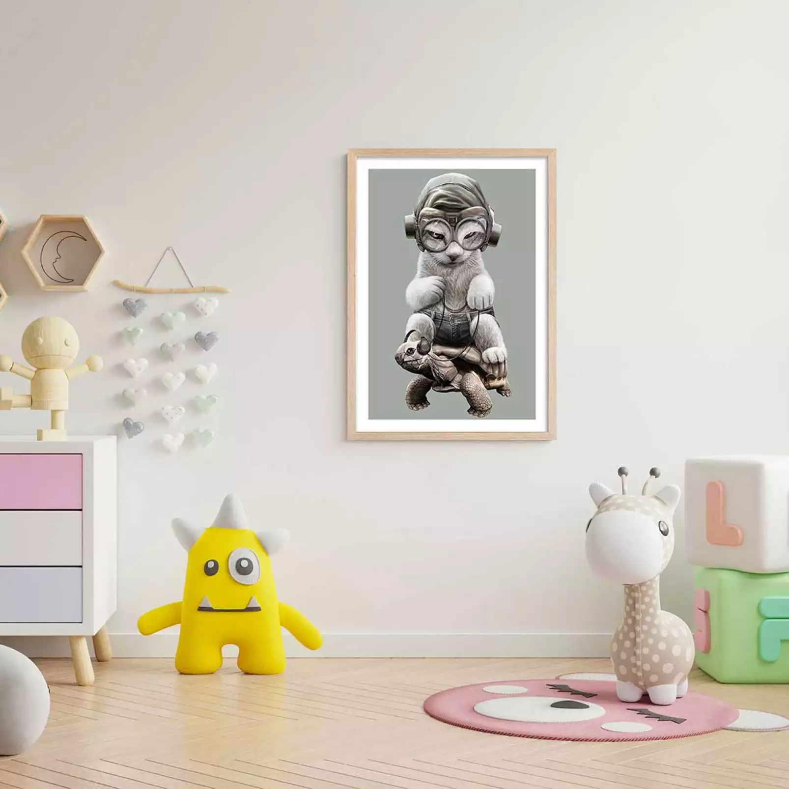 poster-enfant-chat-sur-une-tortue