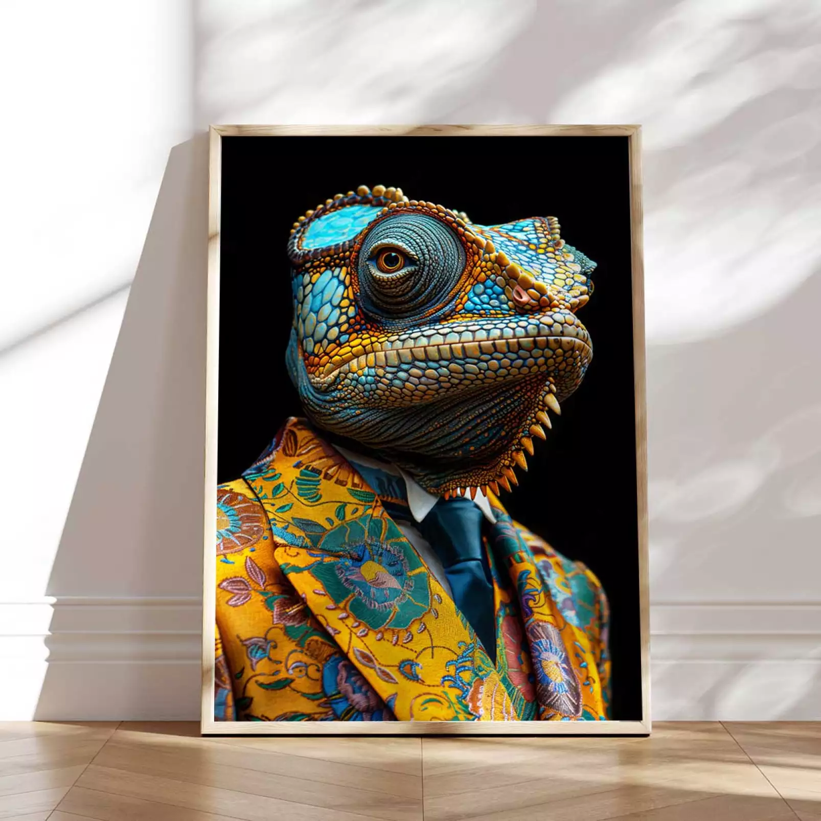 tableau-animaux-habilles-cameleon-wild-suits