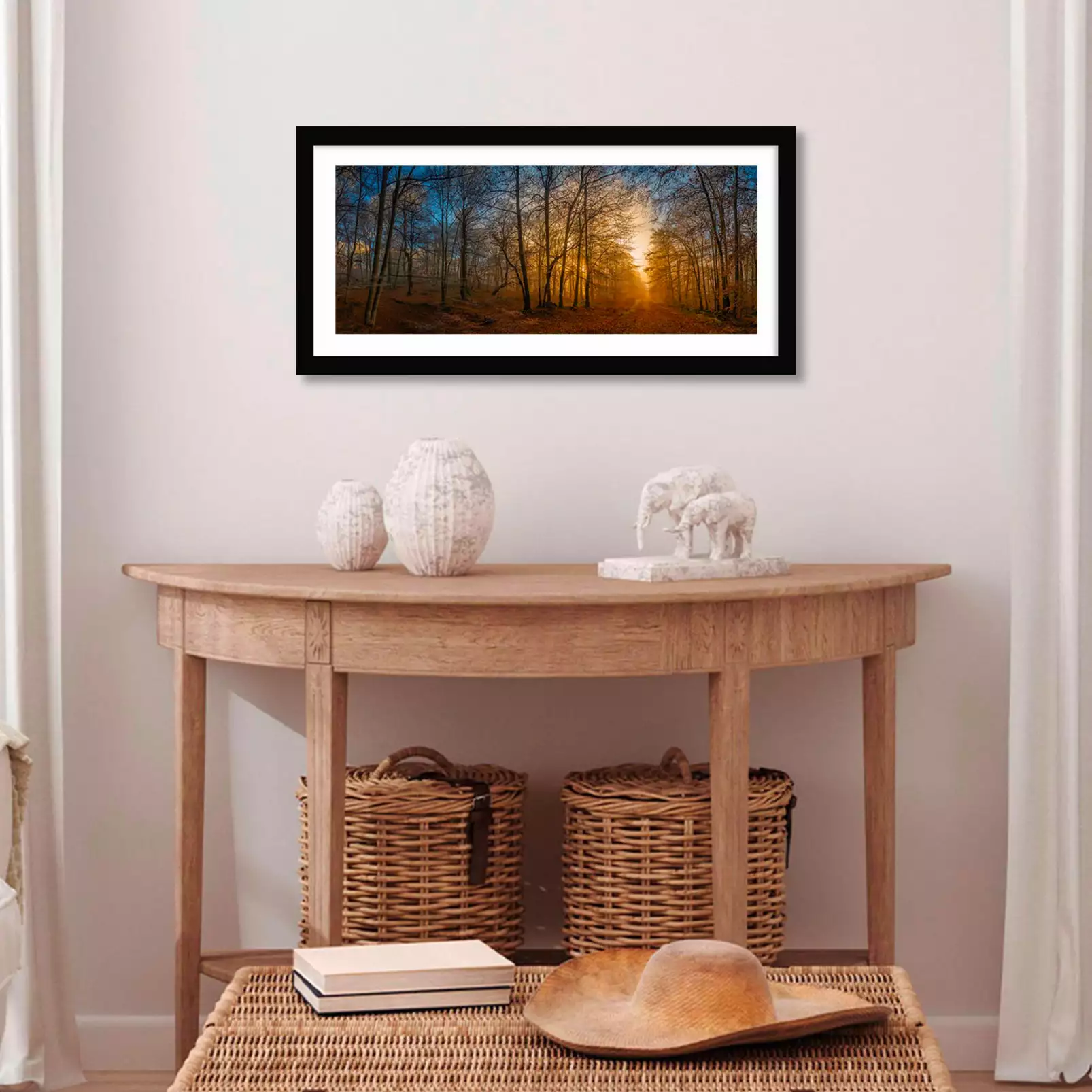 tableau-paysage-nature-sous-bois-au-coucher-du-soleil