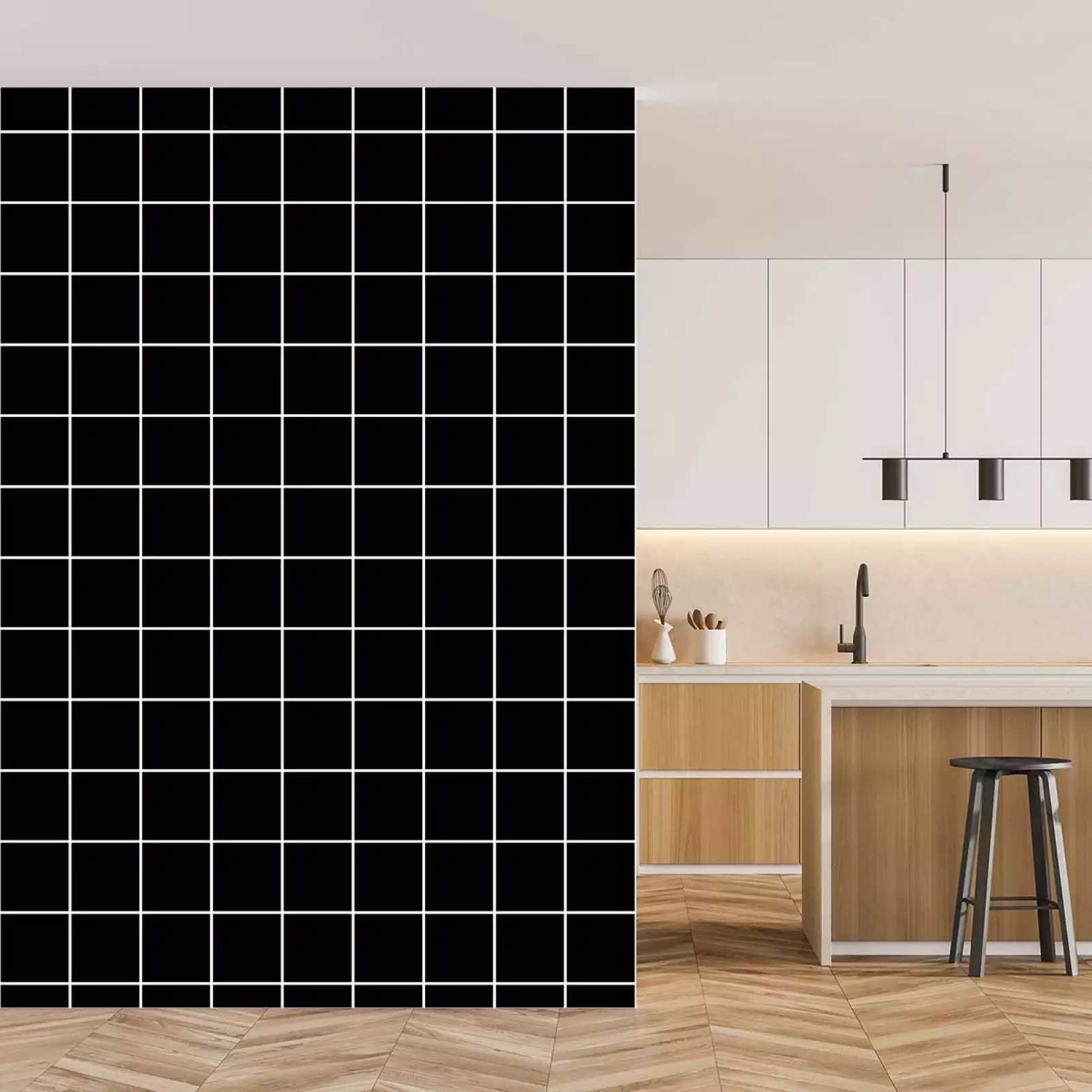 tapisserie-geometrique-carreaux-noirs