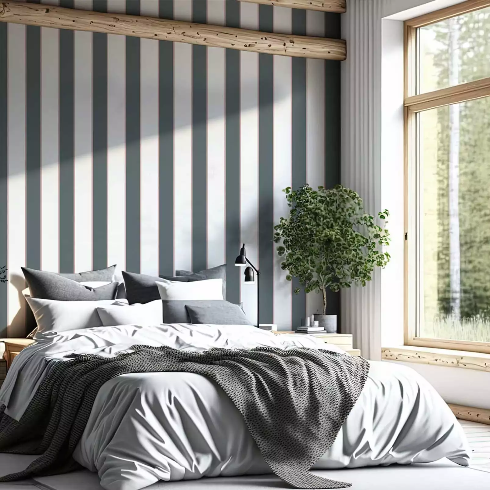 tapisserie-geometrique-rayures-gris-pink